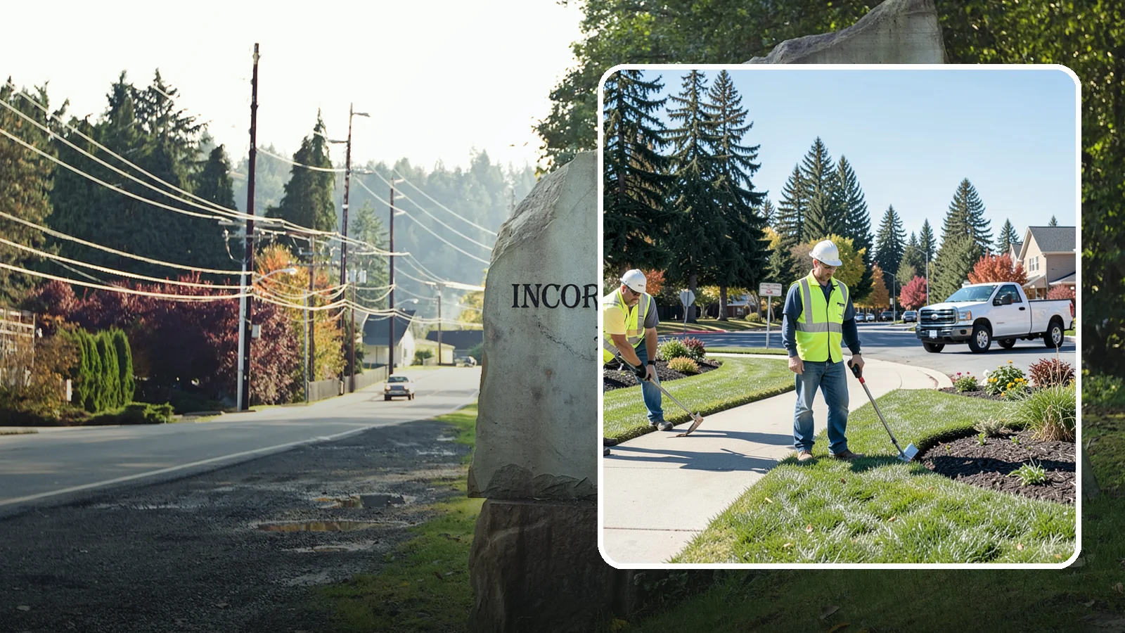 Turf Edging in Wilkeson, Pierce County, WA - Crisp mechanical edging along walks, curbs, and beds that gives public grounds a finished, professional look.