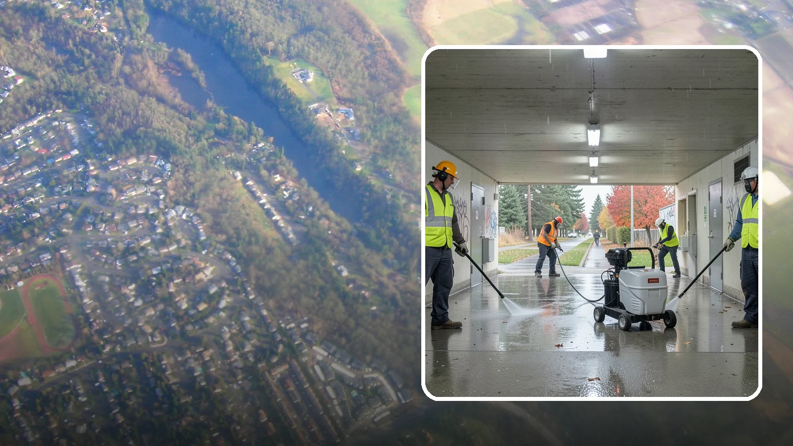 Underpass & Tunnel Cleaning in Algona, King County, WA - We wash underpasses, tunnels, and pedestrian passages to remove grime, graffiti, and biohazards for Western Washington agencies.