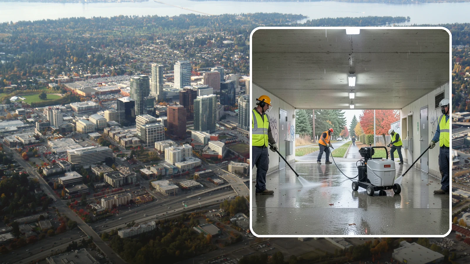 Underpass & Tunnel Cleaning in Bellevue, King County, WA - We wash underpasses, tunnels, and pedestrian passages to remove grime, graffiti, and biohazards for Western Washington agencies.