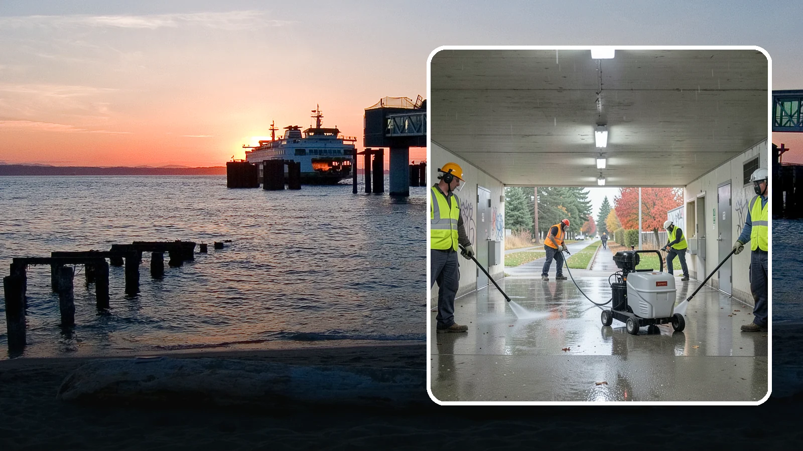 Underpass & Tunnel Cleaning in Edmonds, Snohomish County, WA - We wash underpasses, tunnels, and pedestrian passages to remove grime, graffiti, and biohazards for Western Washington agencies.