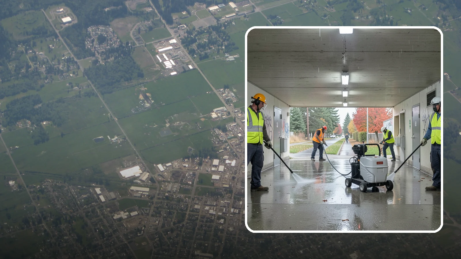 Underpass & Tunnel Cleaning in Enumclaw, King County, WA - We wash underpasses, tunnels, and pedestrian passages to remove grime, graffiti, and biohazards for Western Washington agencies.