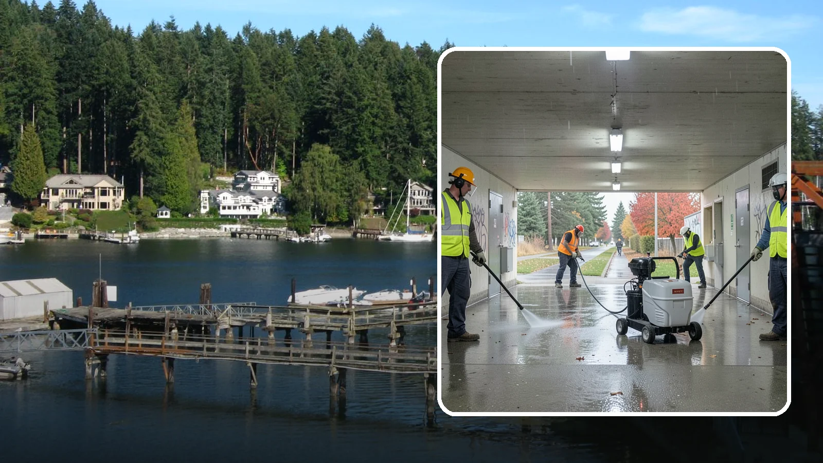 Underpass & Tunnel Cleaning in Gig Harbor, Pierce County, WA - We wash underpasses, tunnels, and pedestrian passages to remove grime, graffiti, and biohazards for Western Washington agencies.