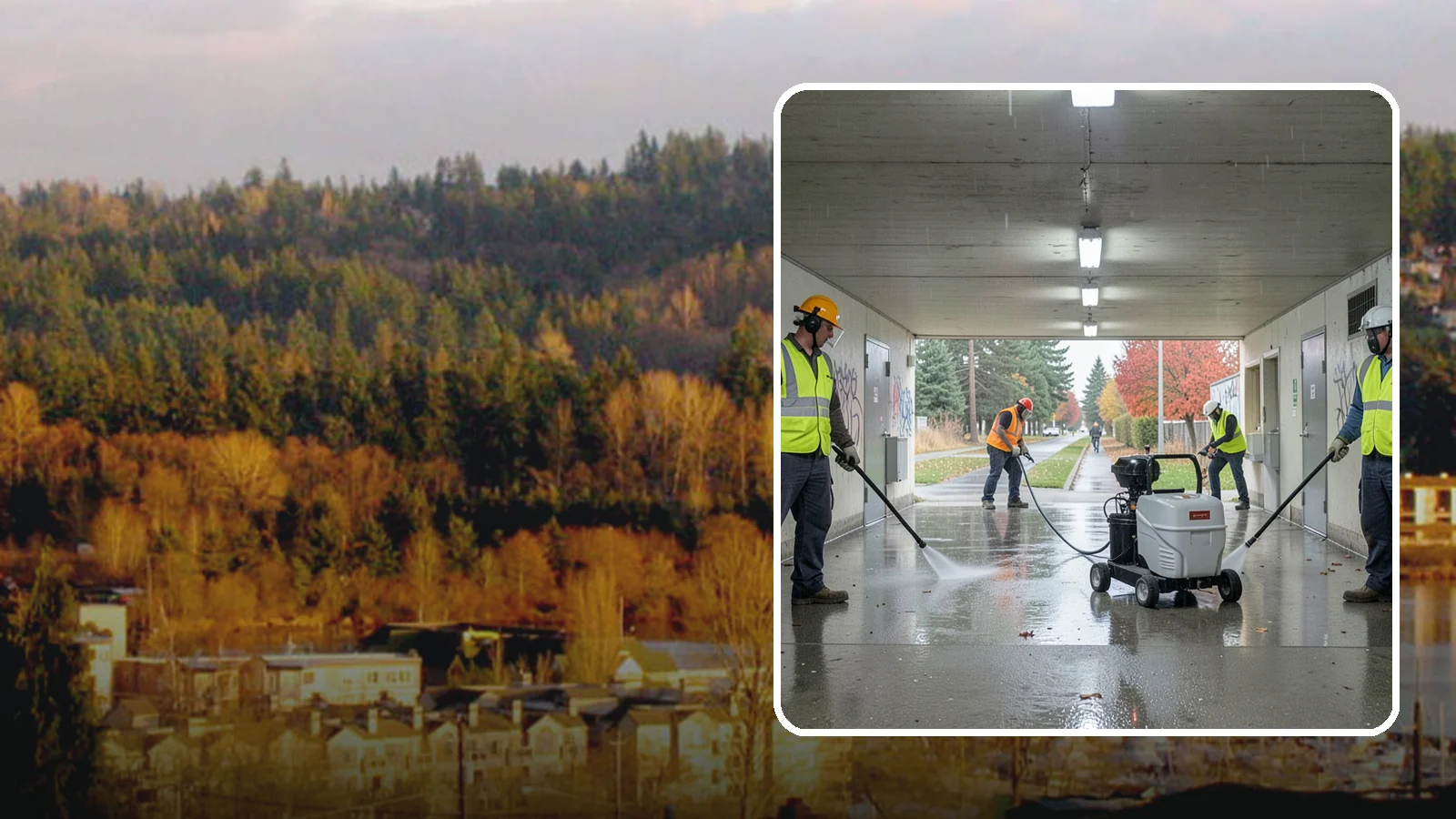 Underpass & Tunnel Cleaning in Kenmore, King County, WA - We wash underpasses, tunnels, and pedestrian passages to remove grime, graffiti, and biohazards for Western Washington agencies.