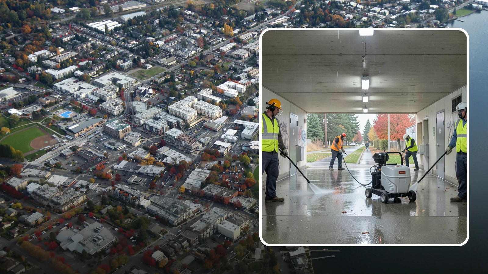 Underpass & Tunnel Cleaning in Kirkland, King County, WA - We wash underpasses, tunnels, and pedestrian passages to remove grime, graffiti, and biohazards for Western Washington agencies.