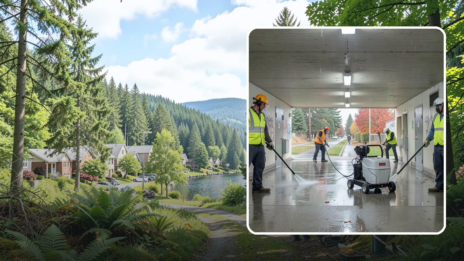 Underpass & Tunnel Cleaning in Lake Forest Park, King County, WA - We wash underpasses, tunnels, and pedestrian passages to remove grime, graffiti, and biohazards for Western Washington agencies.