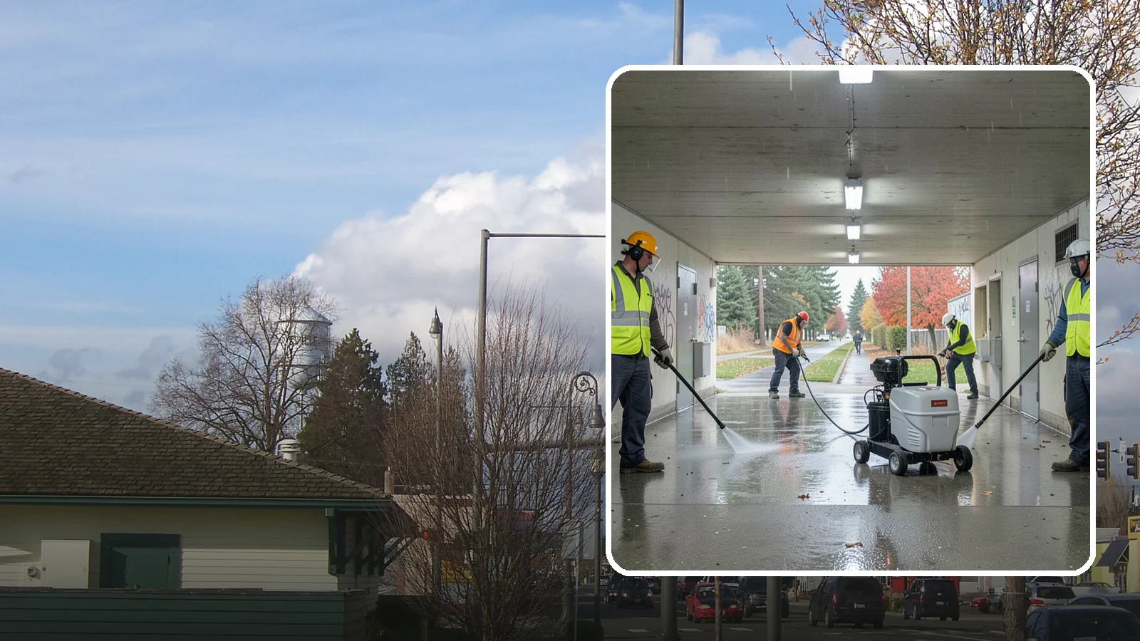 Underpass & Tunnel Cleaning in Marysville, Snohomish County, WA - We wash underpasses, tunnels, and pedestrian passages to remove grime, graffiti, and biohazards for Western Washington agencies.