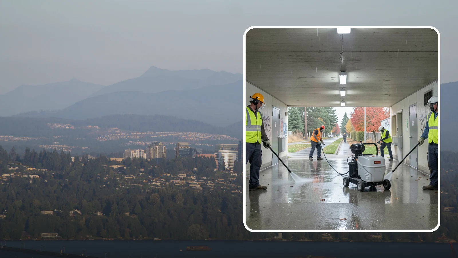 Underpass & Tunnel Cleaning in Medina, King County, WA - We wash underpasses, tunnels, and pedestrian passages to remove grime, graffiti, and biohazards for Western Washington agencies.