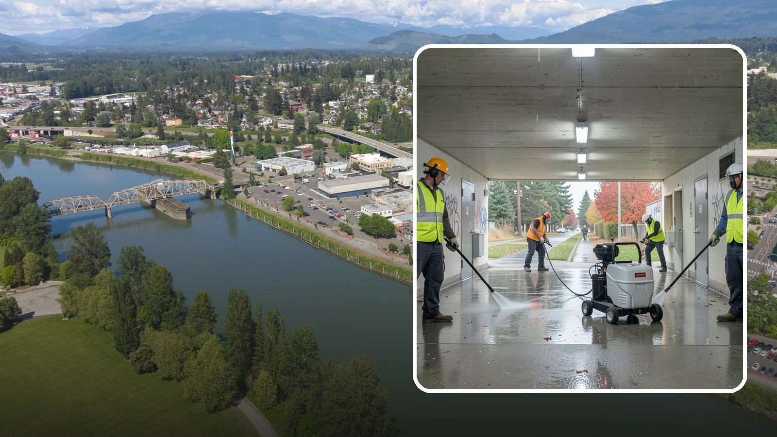 Underpass & Tunnel Cleaning in Mount Vernon, Skagit County, WA - We wash underpasses, tunnels, and pedestrian passages to remove grime, graffiti, and biohazards for Western Washington agencies.