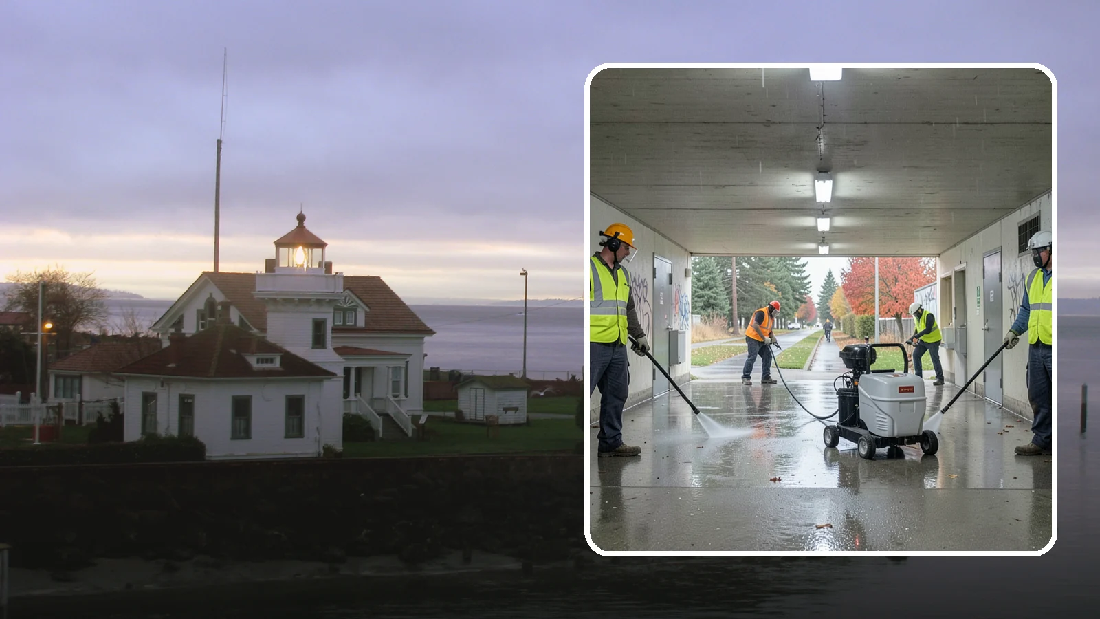 Underpass & Tunnel Cleaning in Mukilteo, Snohomish County, WA - We wash underpasses, tunnels, and pedestrian passages to remove grime, graffiti, and biohazards for Western Washington agencies.
