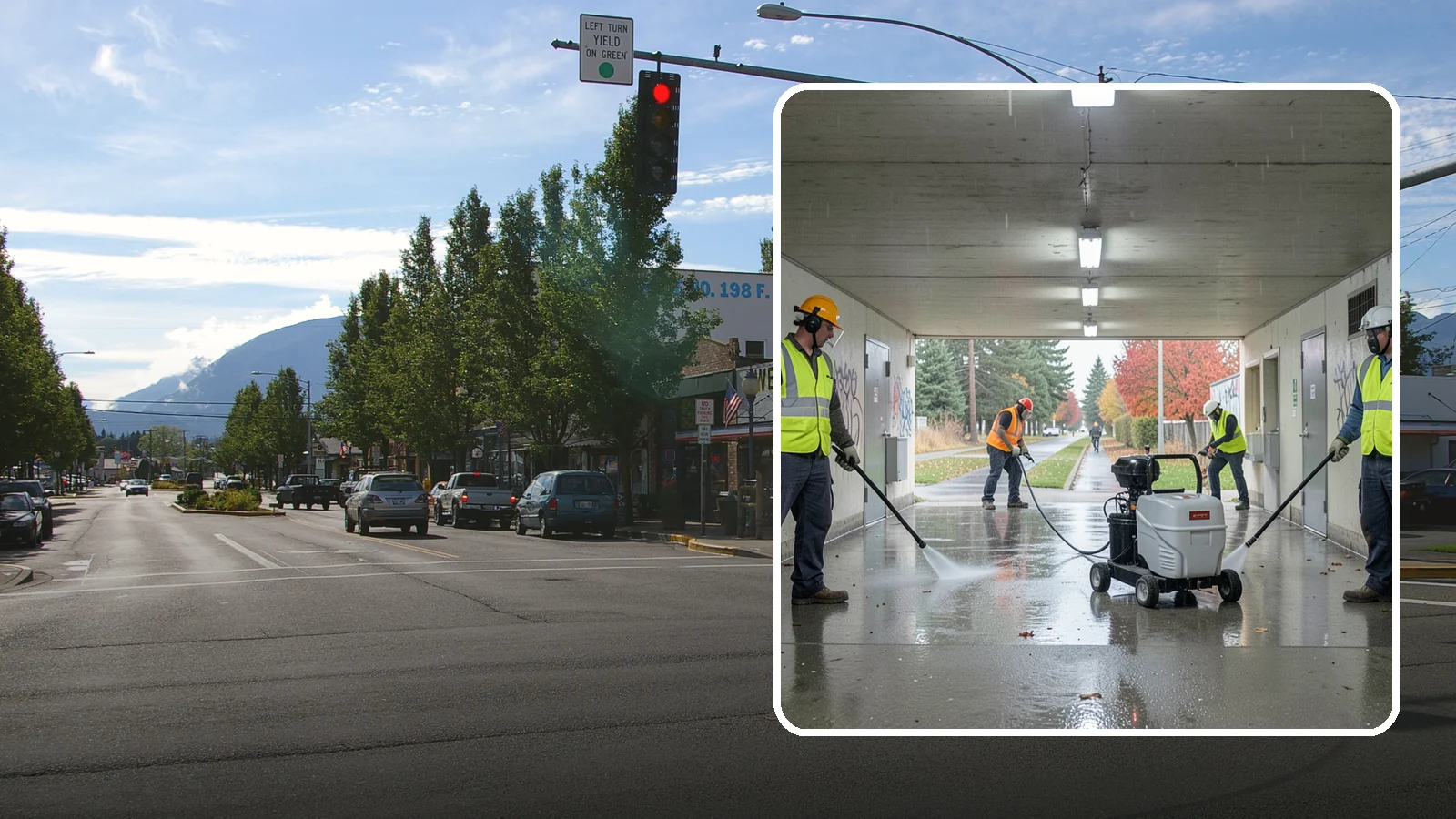 Underpass & Tunnel Cleaning in North Bend, King County, WA - We wash underpasses, tunnels, and pedestrian passages to remove grime, graffiti, and biohazards for Western Washington agencies.