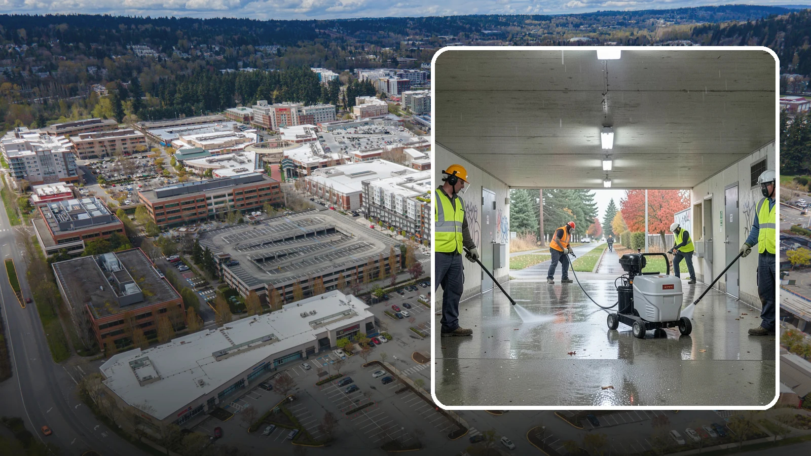Underpass & Tunnel Cleaning in Redmond, King County, WA - We wash underpasses, tunnels, and pedestrian passages to remove grime, graffiti, and biohazards for Western Washington agencies.