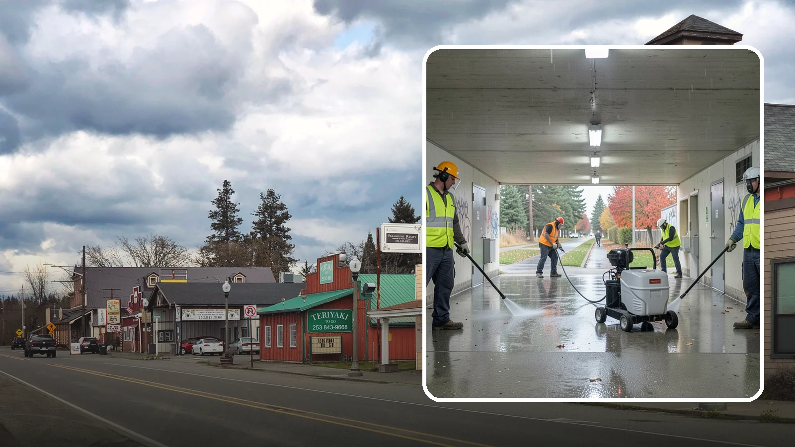 Underpass & Tunnel Cleaning in Roy, Pierce County, WA - We wash underpasses, tunnels, and pedestrian passages to remove grime, graffiti, and biohazards for Western Washington agencies.