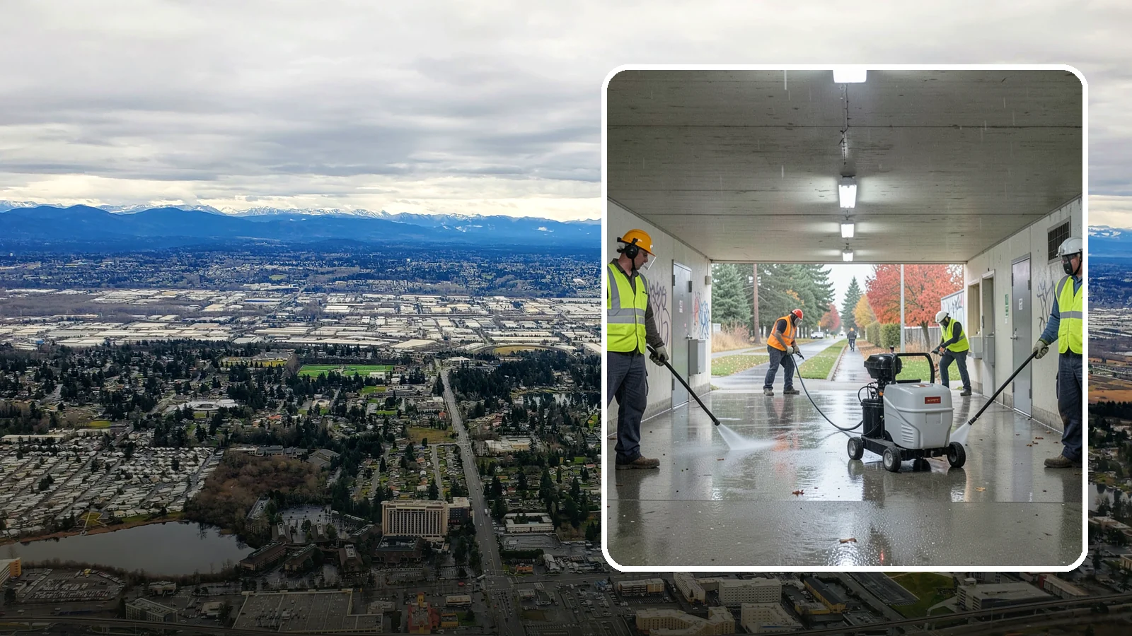 Underpass & Tunnel Cleaning in SeaTac, King County, WA - We wash underpasses, tunnels, and pedestrian passages to remove grime, graffiti, and biohazards for Western Washington agencies.