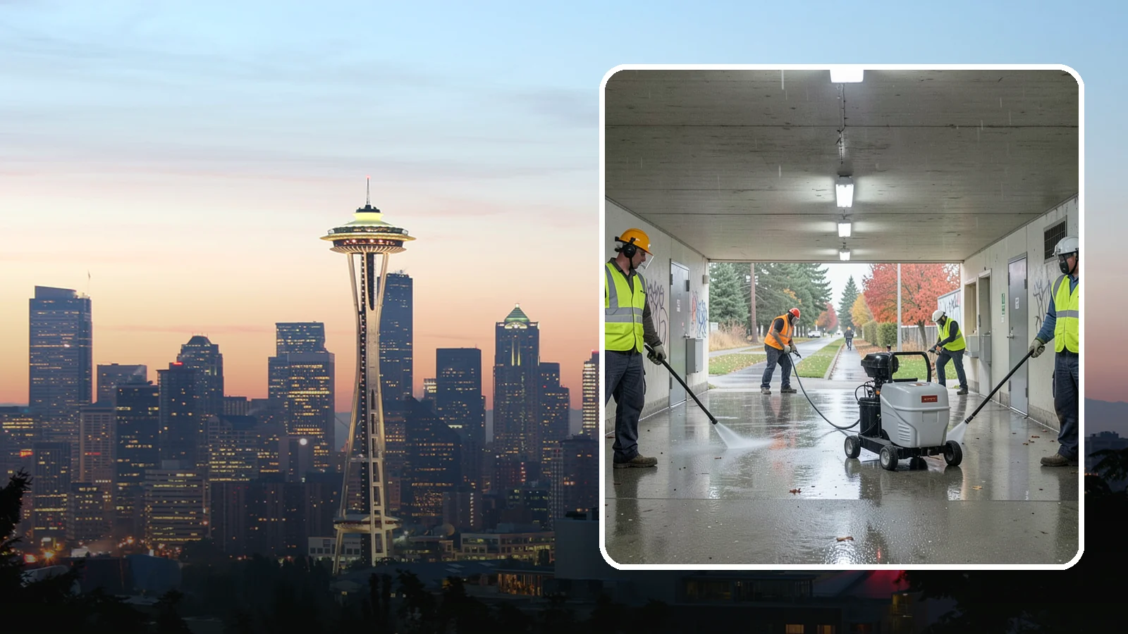 Underpass & Tunnel Cleaning in Seattle, King County, WA - We wash underpasses, tunnels, and pedestrian passages to remove grime, graffiti, and biohazards for Western Washington agencies.