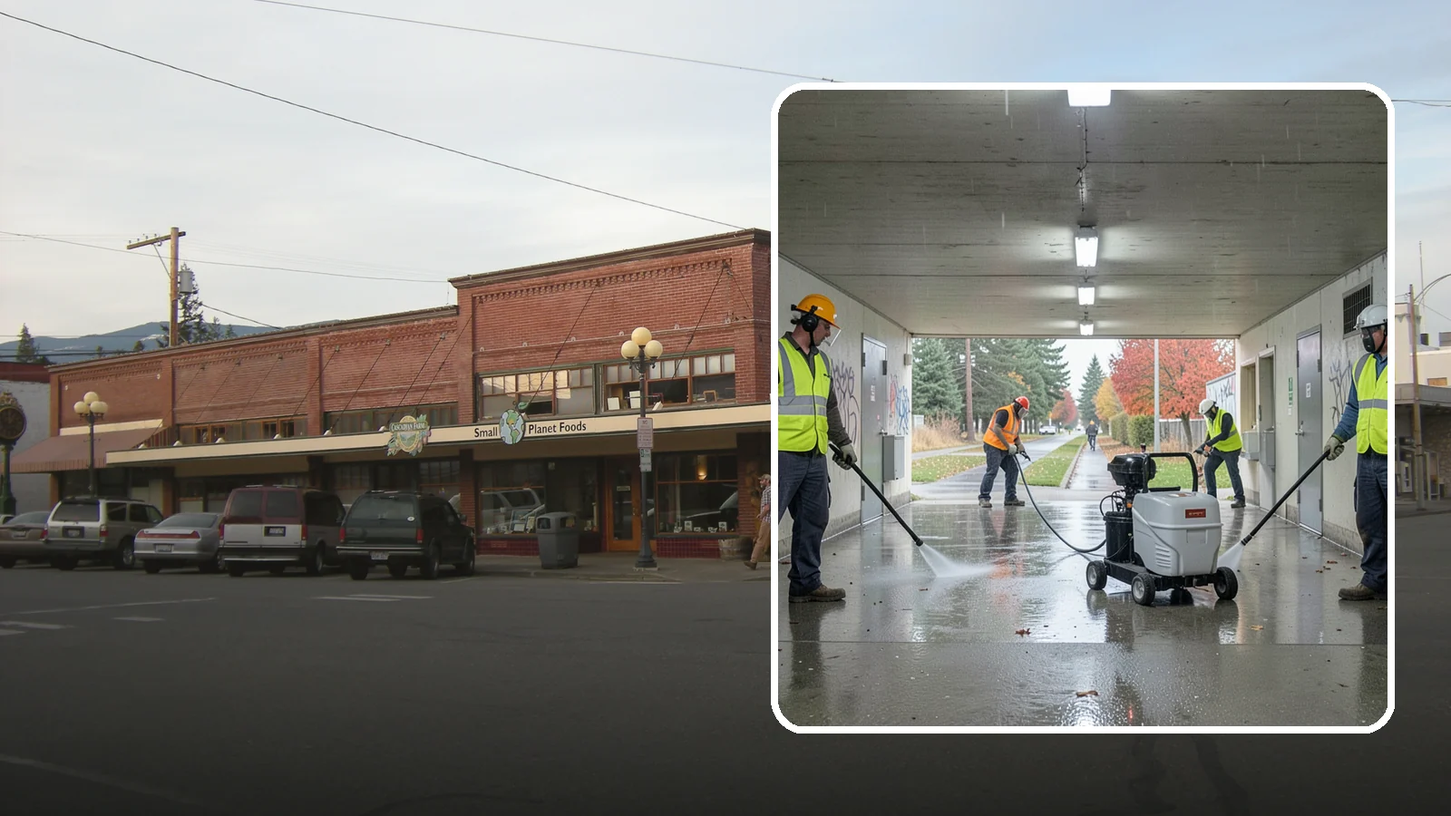 Underpass & Tunnel Cleaning in Sedro-Woolley, Skagit County, WA - We wash underpasses, tunnels, and pedestrian passages to remove grime, graffiti, and biohazards for Western Washington agencies.