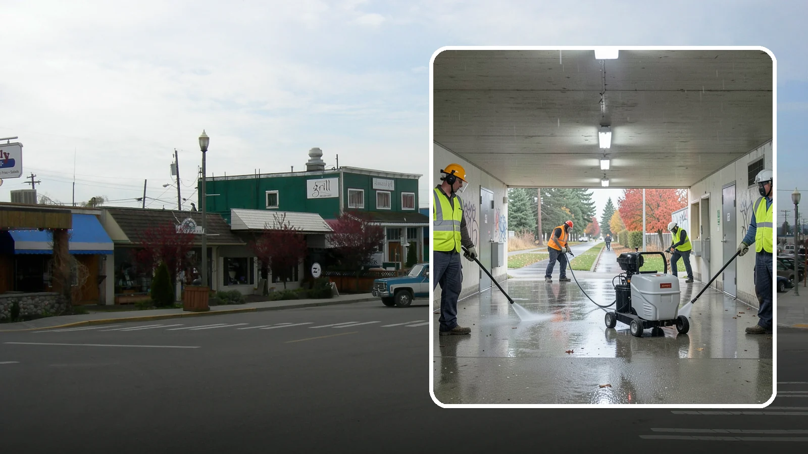 Underpass & Tunnel Cleaning in Stanwood, Snohomish County, WA - We wash underpasses, tunnels, and pedestrian passages to remove grime, graffiti, and biohazards for Western Washington agencies.