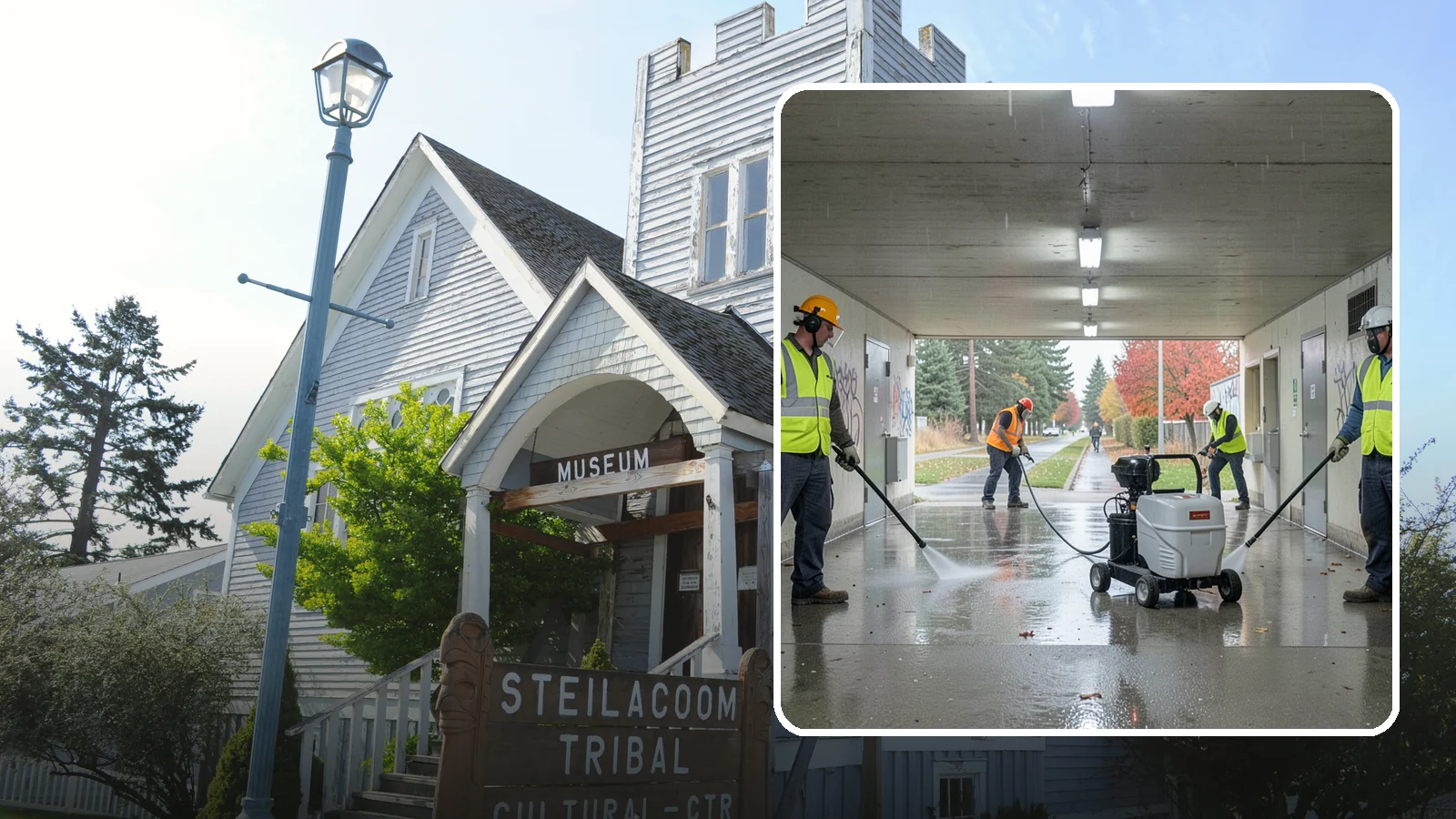 Underpass & Tunnel Cleaning in Steilacoom, Pierce County, WA - We wash underpasses, tunnels, and pedestrian passages to remove grime, graffiti, and biohazards for Western Washington agencies.