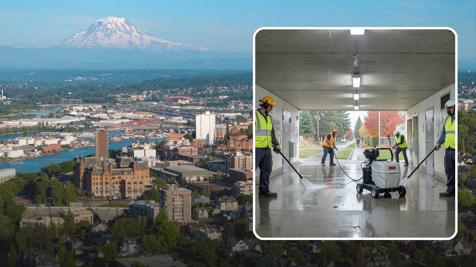 Underpass & Tunnel Cleaning in Tacoma, Pierce County, WA - We wash underpasses, tunnels, and pedestrian passages to remove grime, graffiti, and biohazards for Western Washington agencies.