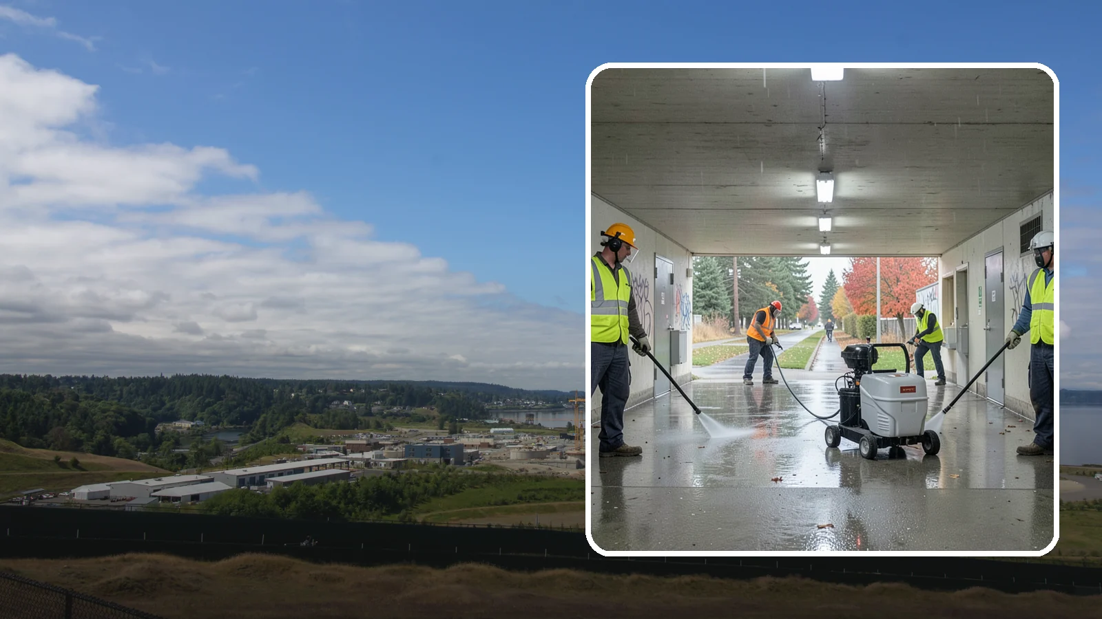 Underpass & Tunnel Cleaning in University Place, Pierce County, WA - We wash underpasses, tunnels, and pedestrian passages to remove grime, graffiti, and biohazards for Western Washington agencies.