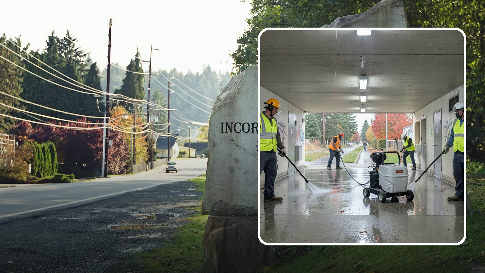 Underpass & Tunnel Cleaning in Wilkeson, Pierce County, WA - We wash underpasses, tunnels, and pedestrian passages to remove grime, graffiti, and biohazards for Western Washington agencies.