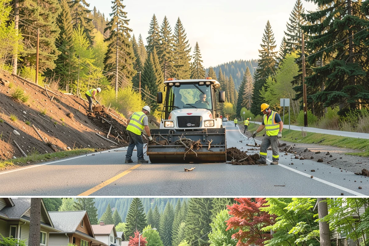 Utility Corridor Maintenance in Darrington, Snohomish County, WA - Corridor maintenance is cycled through the growing season, with priority access-road work in spring so easements stay passable...