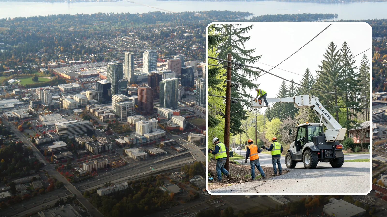 Utility Line Clearance in Bellevue, King County, WA - Line-clearance pruning around energized conductors by qualified crews to protect reliability, reduce fire risk, and meet...