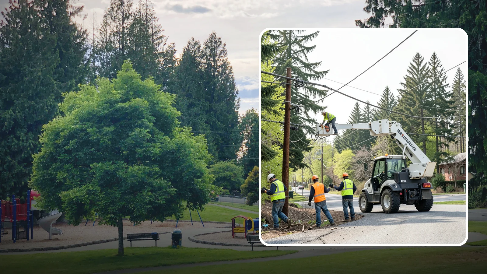 Utility Line Clearance in Bonney Lake, Pierce County, WA - Line-clearance pruning around energized conductors by qualified crews to protect reliability, reduce fire risk, and meet...