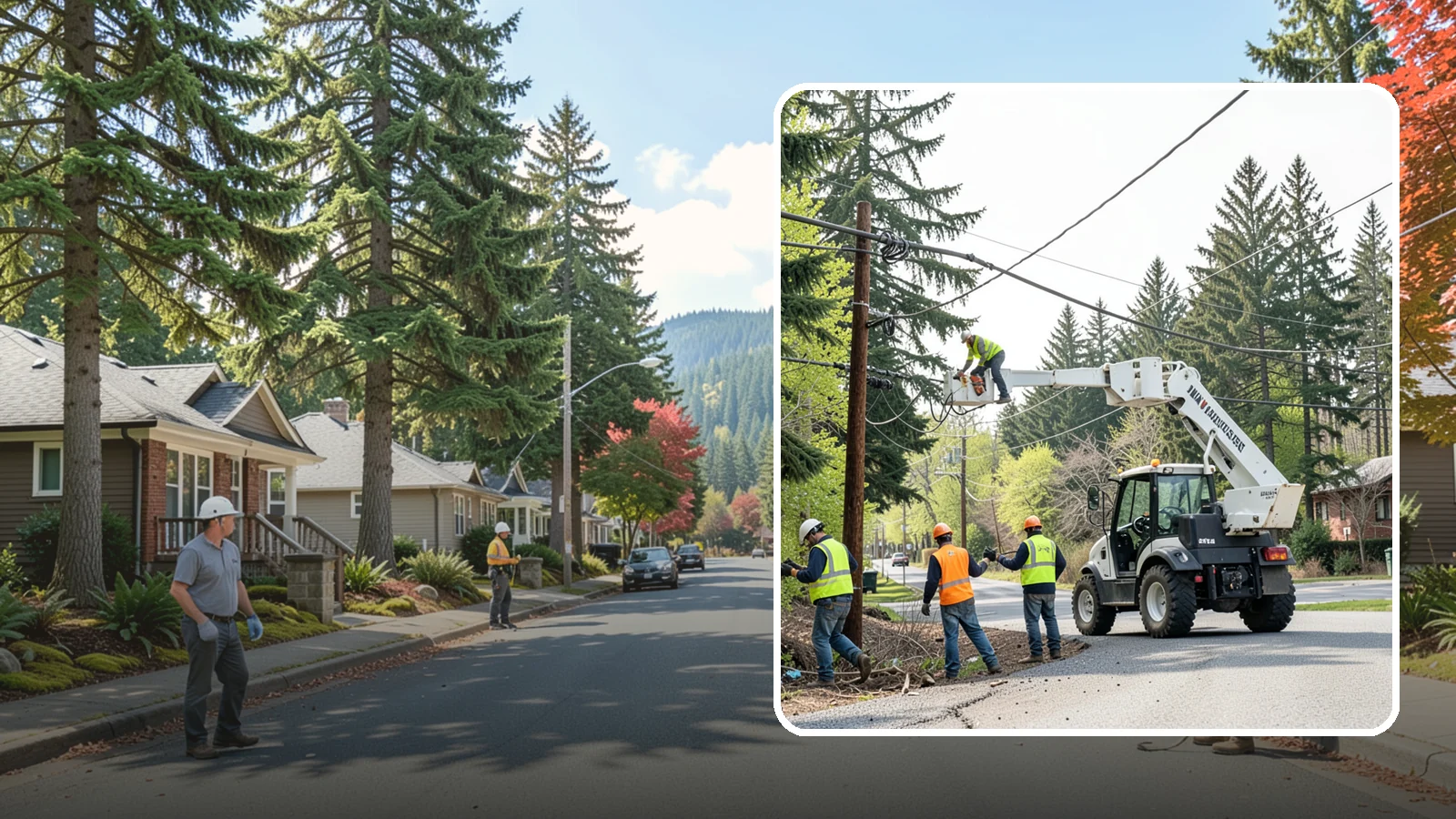 Utility Line Clearance in Hunts Point, King County, WA - Line-clearance pruning around energized conductors by qualified crews to protect reliability, reduce fire risk, and meet...