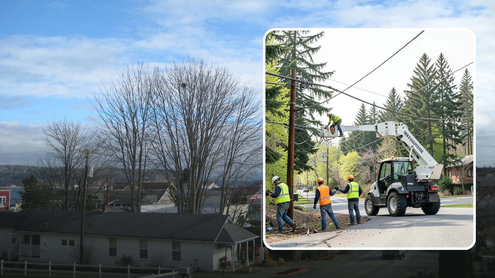 Utility Line Clearance in Langley, Island County, WA - Line-clearance pruning around energized conductors by qualified crews to protect reliability, reduce fire risk, and meet...
