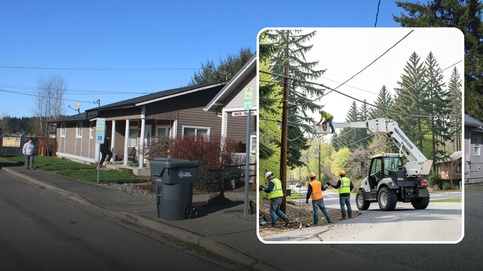 Utility Line Clearance in South Prairie, Pierce County, WA - Line-clearance pruning around energized conductors by qualified crews to protect reliability, reduce fire risk, and meet...