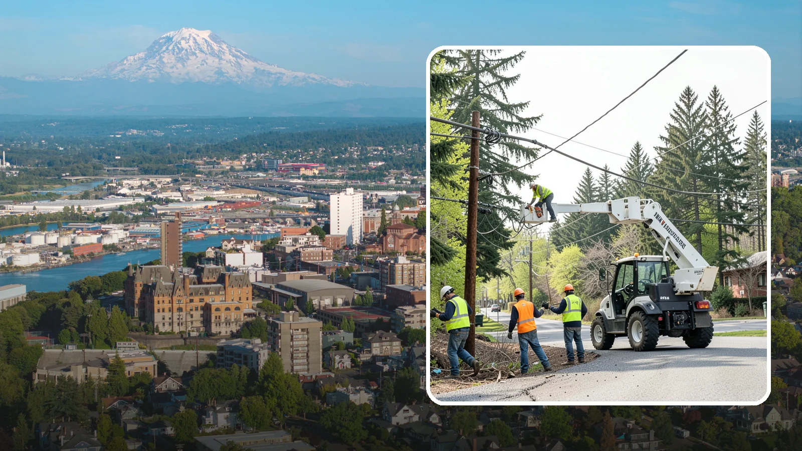 Utility Line Clearance in Tacoma, Pierce County, WA - Line-clearance pruning around energized conductors by qualified crews to protect reliability, reduce fire risk, and meet...