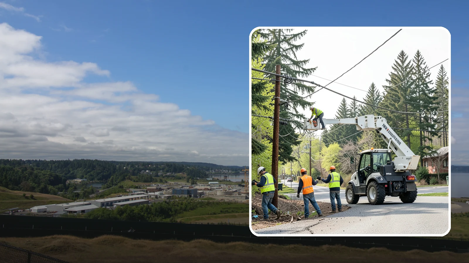 Utility Line Clearance in University Place, Pierce County, WA - Line-clearance pruning around energized conductors by qualified crews to protect reliability, reduce fire risk, and meet...