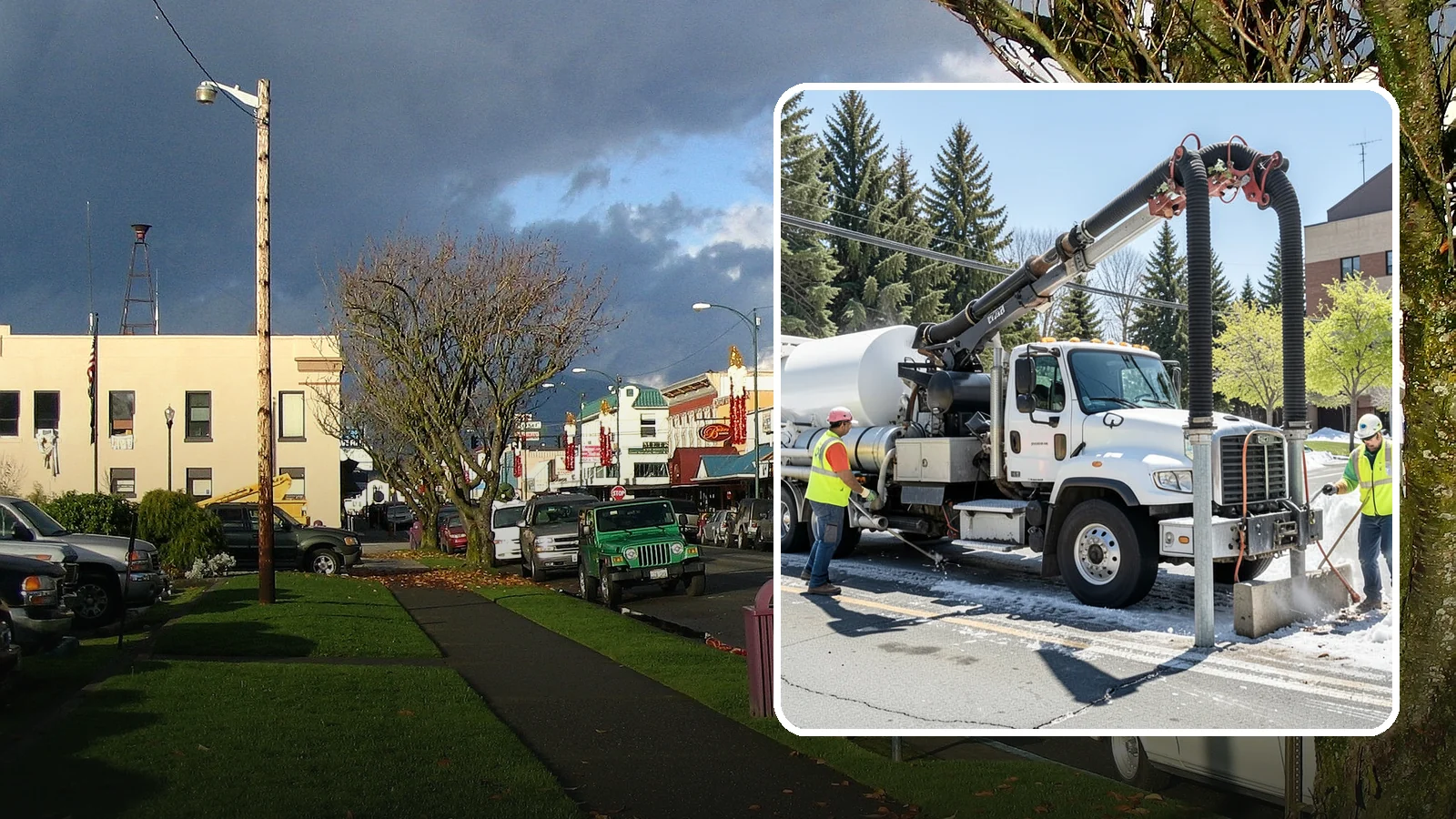 Vactor Truck Services in Arlington, Snohomish County, WA - Hydro-excavation and vacuum truck work for catch basins, vaults, and underground utilities.