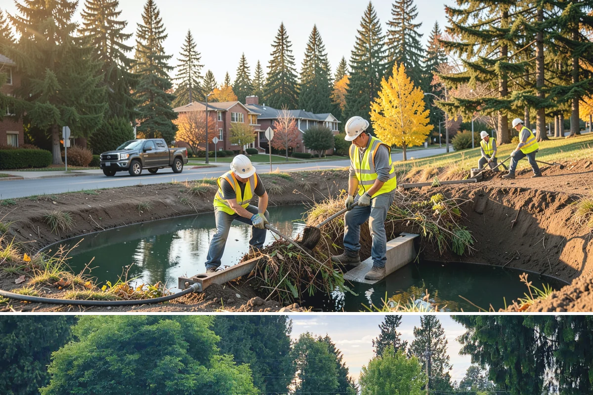 Vactor Truck Services in Bonney Lake, Pierce County, WA - Catch basin and vault cleaning is prioritized before the wet season to keep storm systems flowing.