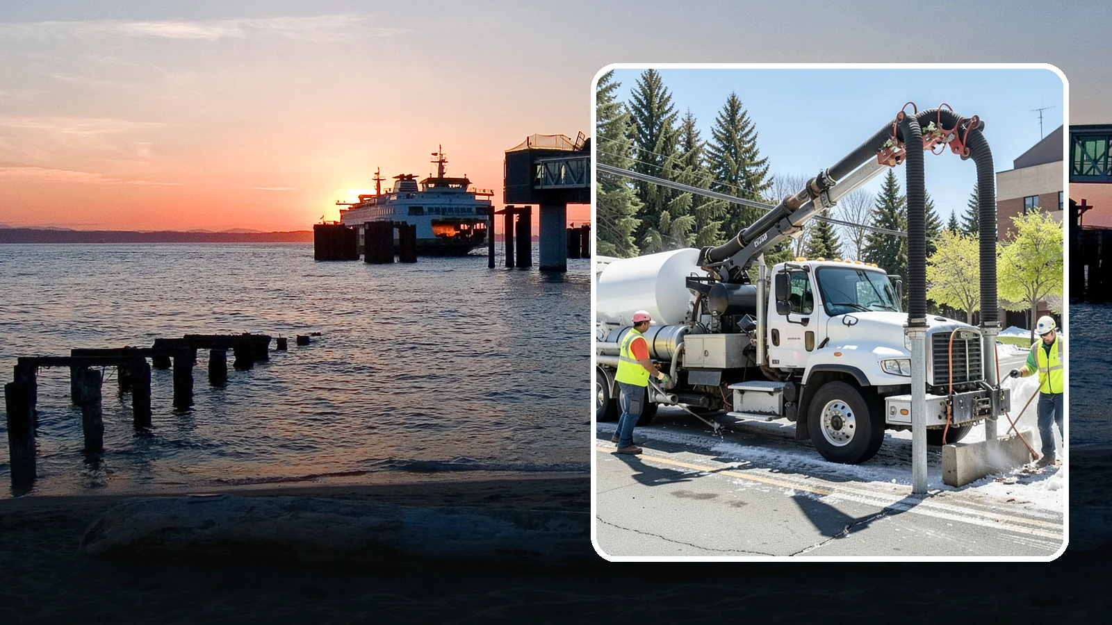 Vactor Truck Services in Edmonds, Snohomish County, WA - Hydro-excavation and vacuum truck work for catch basins, vaults, and underground utilities.