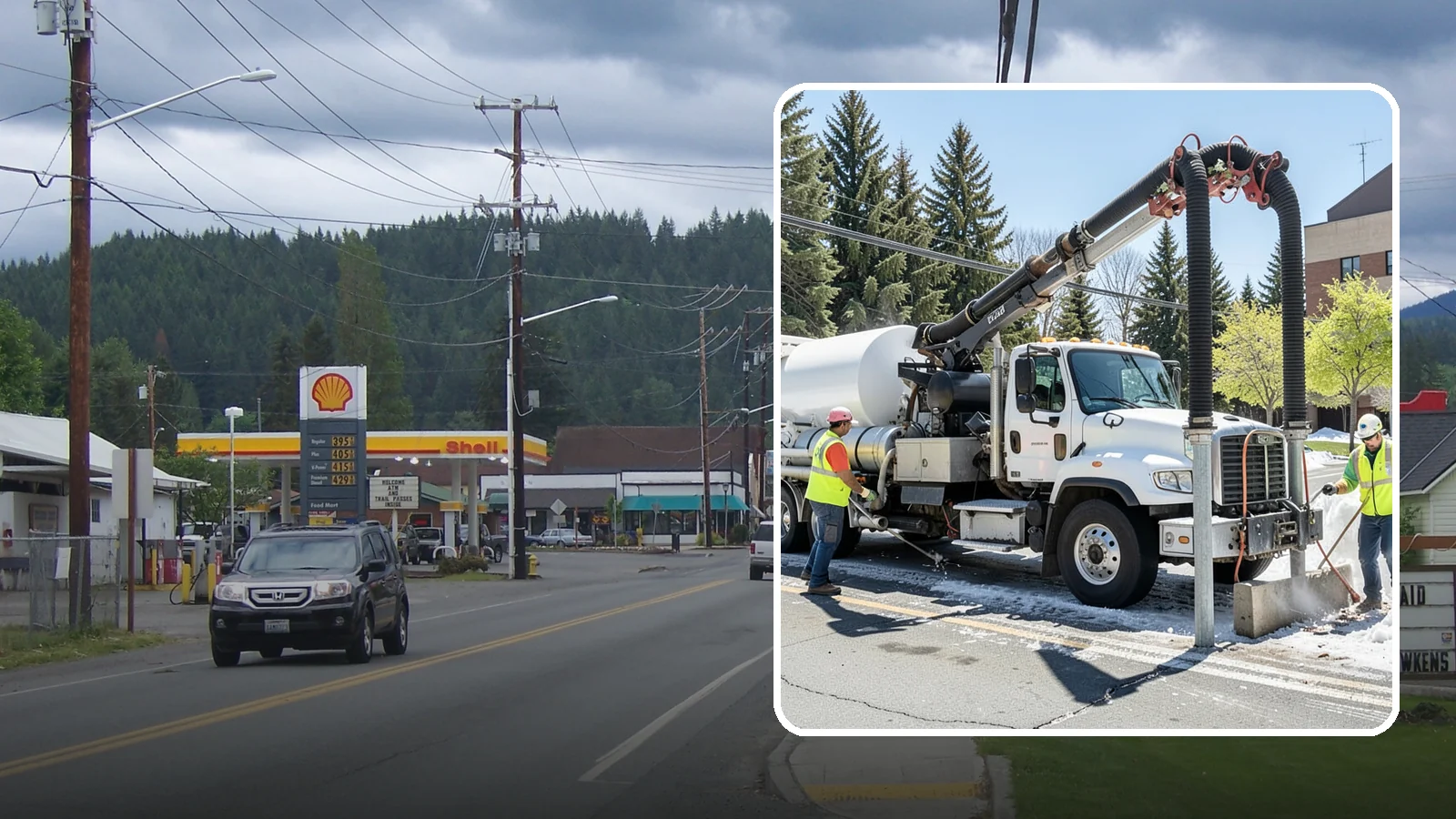 Vactor Truck Services in Granite Falls, Snohomish County, WA - Hydro-excavation and vacuum truck work for catch basins, vaults, and underground utilities.