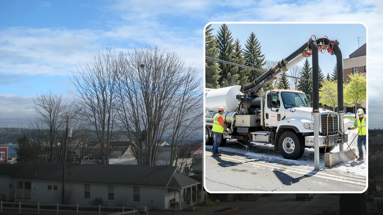 Vactor Truck Services in Langley, Island County, WA - Hydro-excavation and vacuum truck work for catch basins, vaults, and underground utilities.