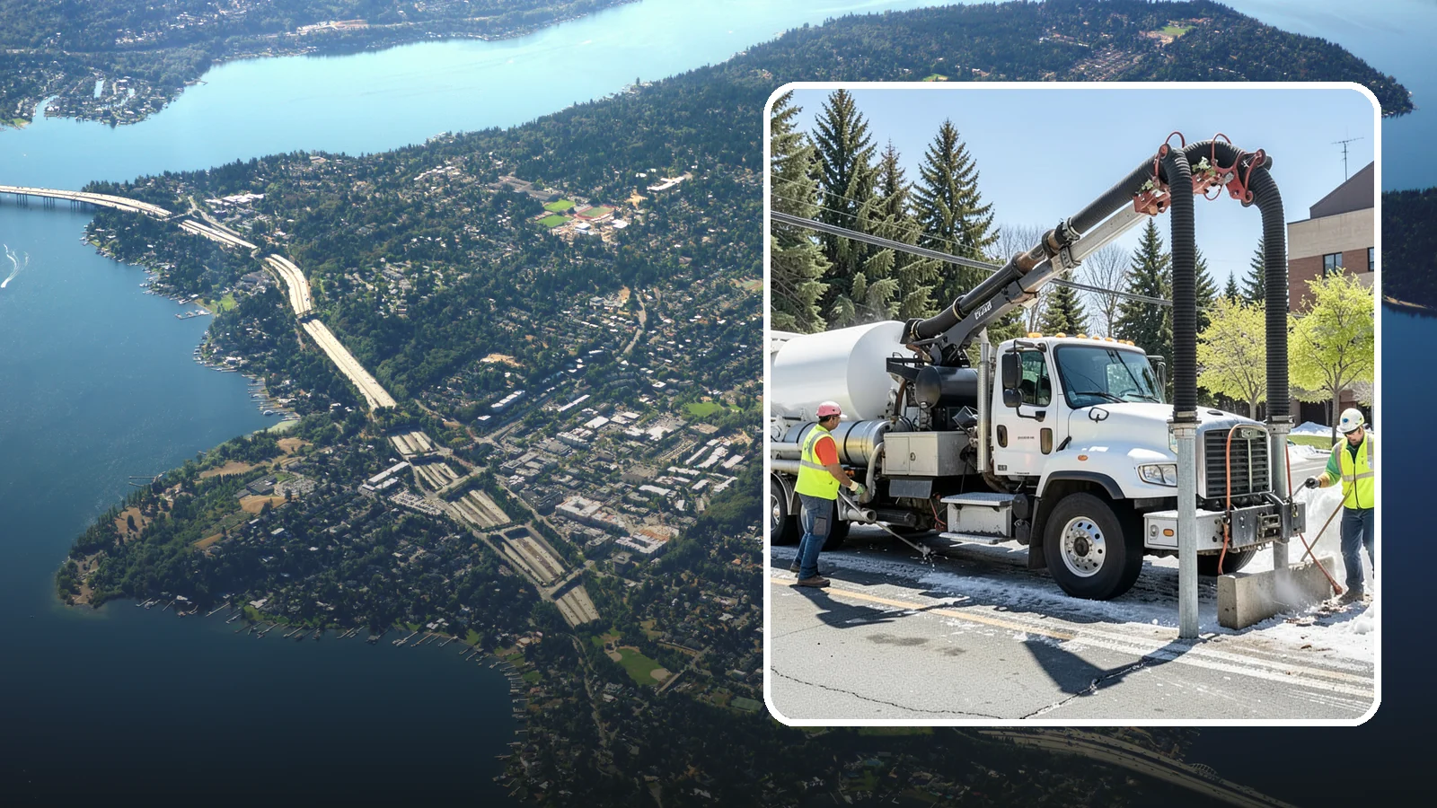 Vactor Truck Services in Mercer Island, King County, WA - Hydro-excavation and vacuum truck work for catch basins, vaults, and underground utilities.