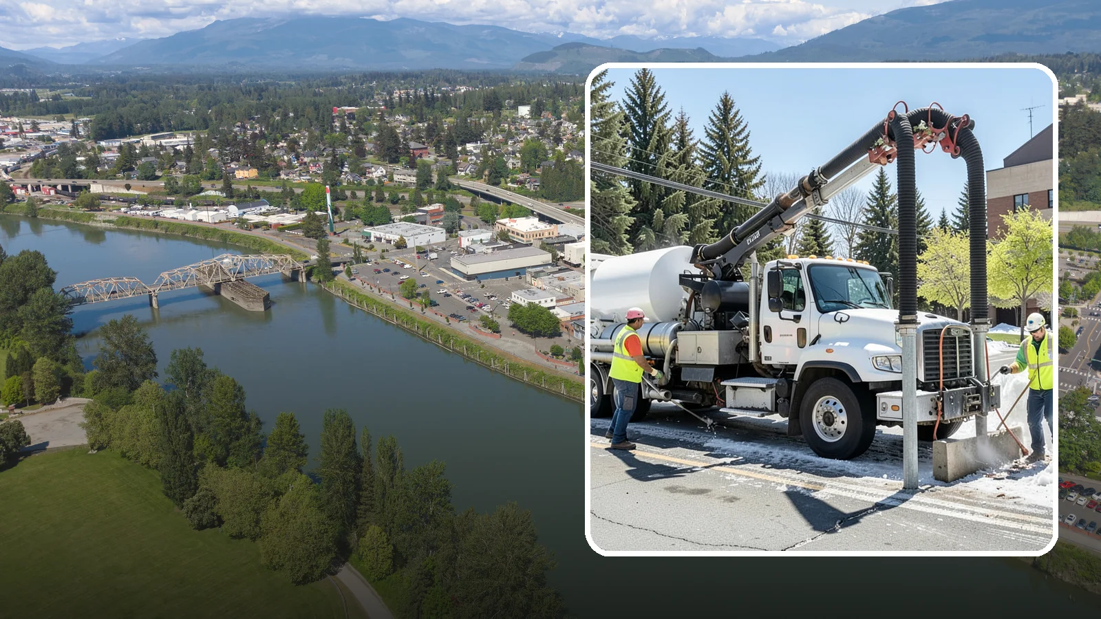 Vactor Truck Services in Mount Vernon, Skagit County, WA - Hydro-excavation and vacuum truck work for catch basins, vaults, and underground utilities.