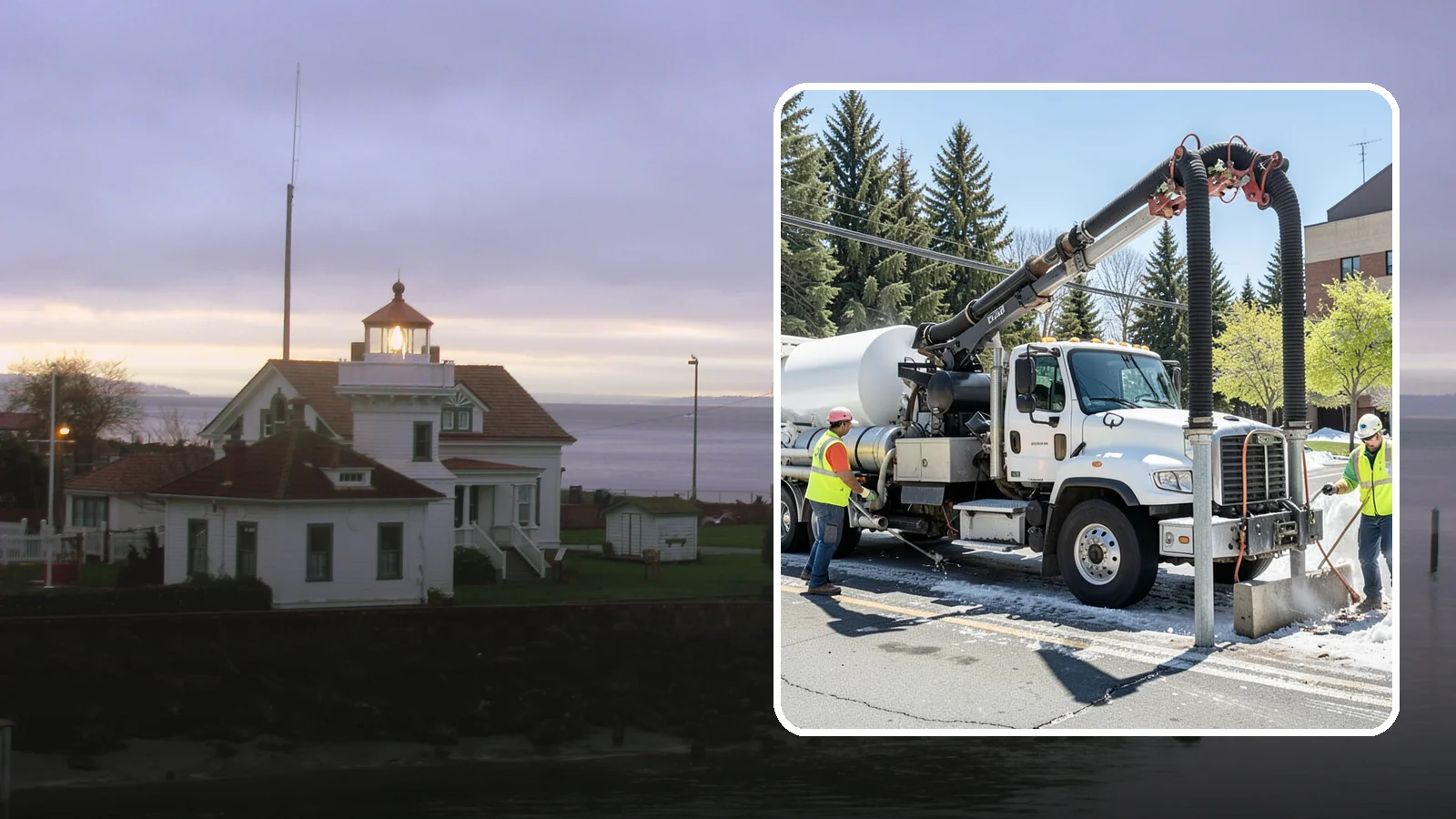 Vactor Truck Services in Mukilteo, Snohomish County, WA - Hydro-excavation and vacuum truck work for catch basins, vaults, and underground utilities.