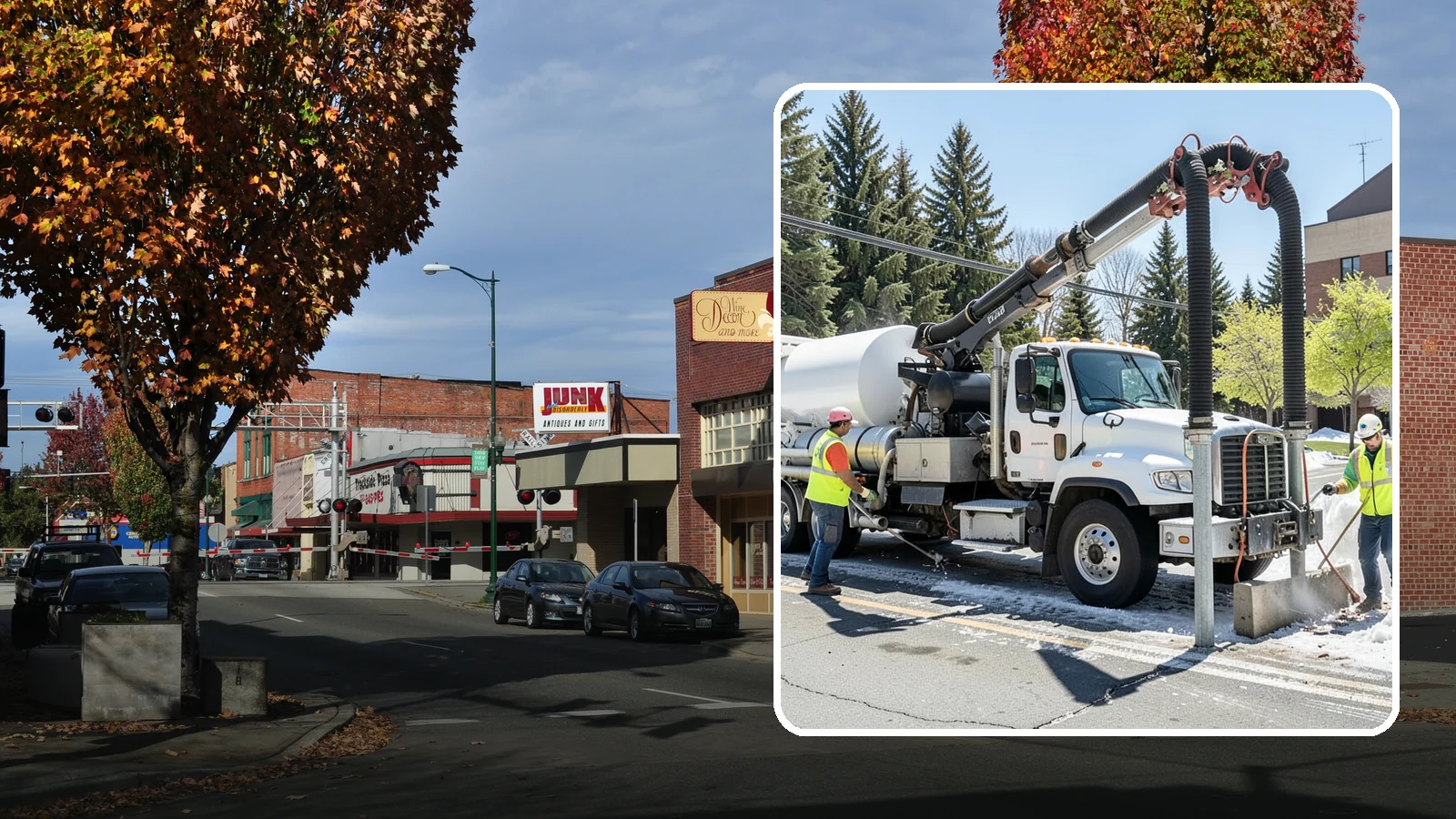 Vactor Truck Services in Puyallup, Pierce County, WA - Hydro-excavation and vacuum truck work for catch basins, vaults, and underground utilities.