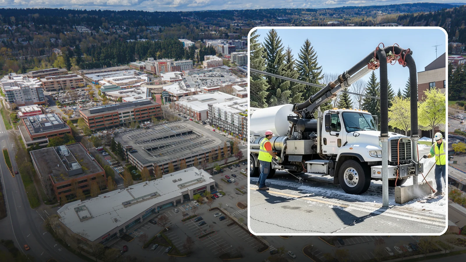 Vactor Truck Services in Redmond, King County, WA - Hydro-excavation and vacuum truck work for catch basins, vaults, and underground utilities.