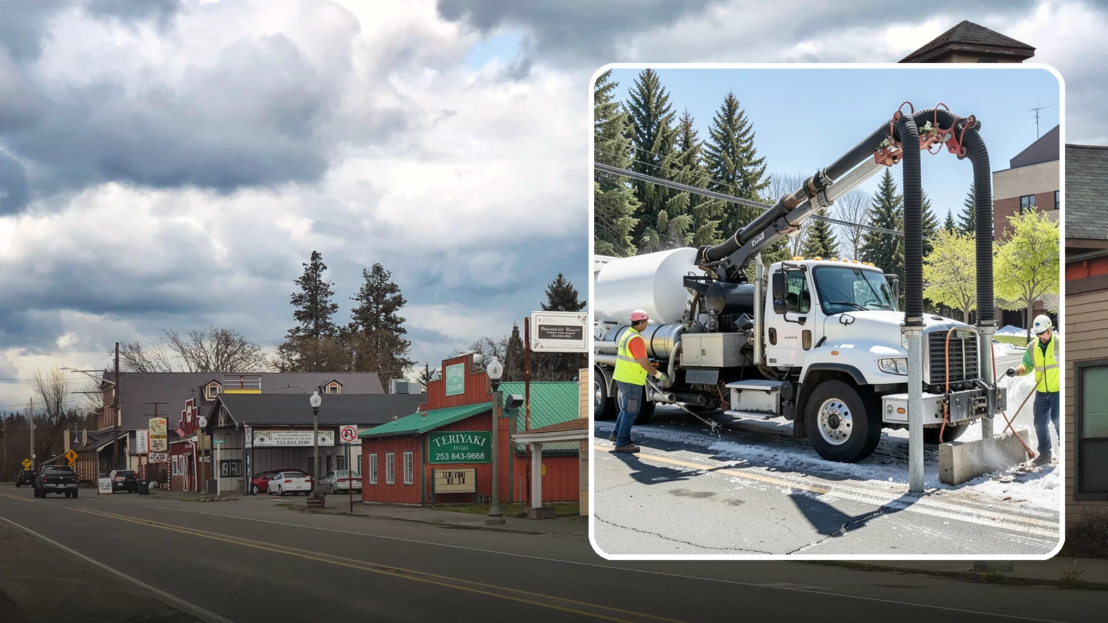 Vactor Truck Services in Roy, Pierce County, WA - Hydro-excavation and vacuum truck work for catch basins, vaults, and underground utilities.