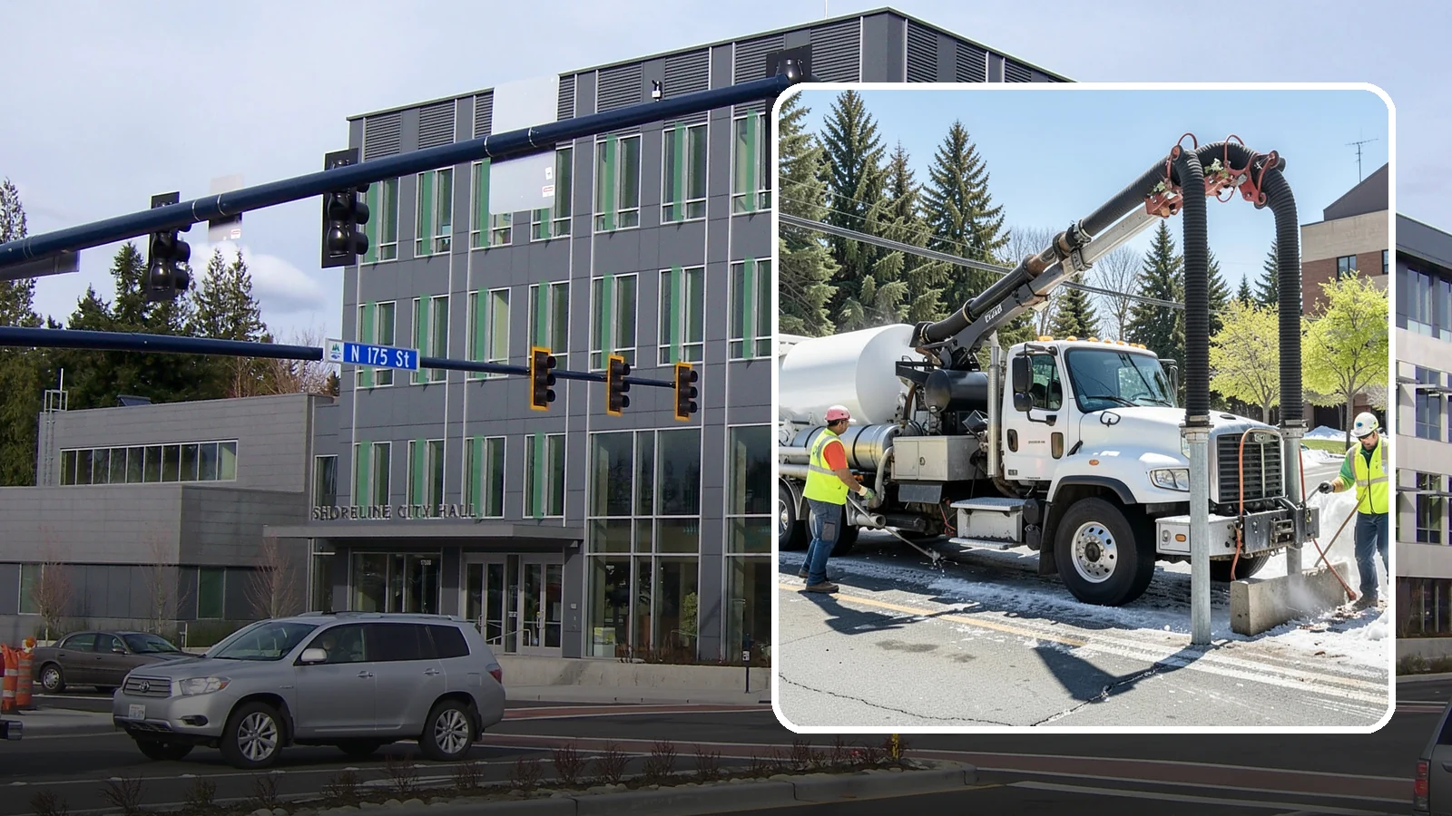 Vactor Truck Services in Shoreline, King County, WA - Hydro-excavation and vacuum truck work for catch basins, vaults, and underground utilities.