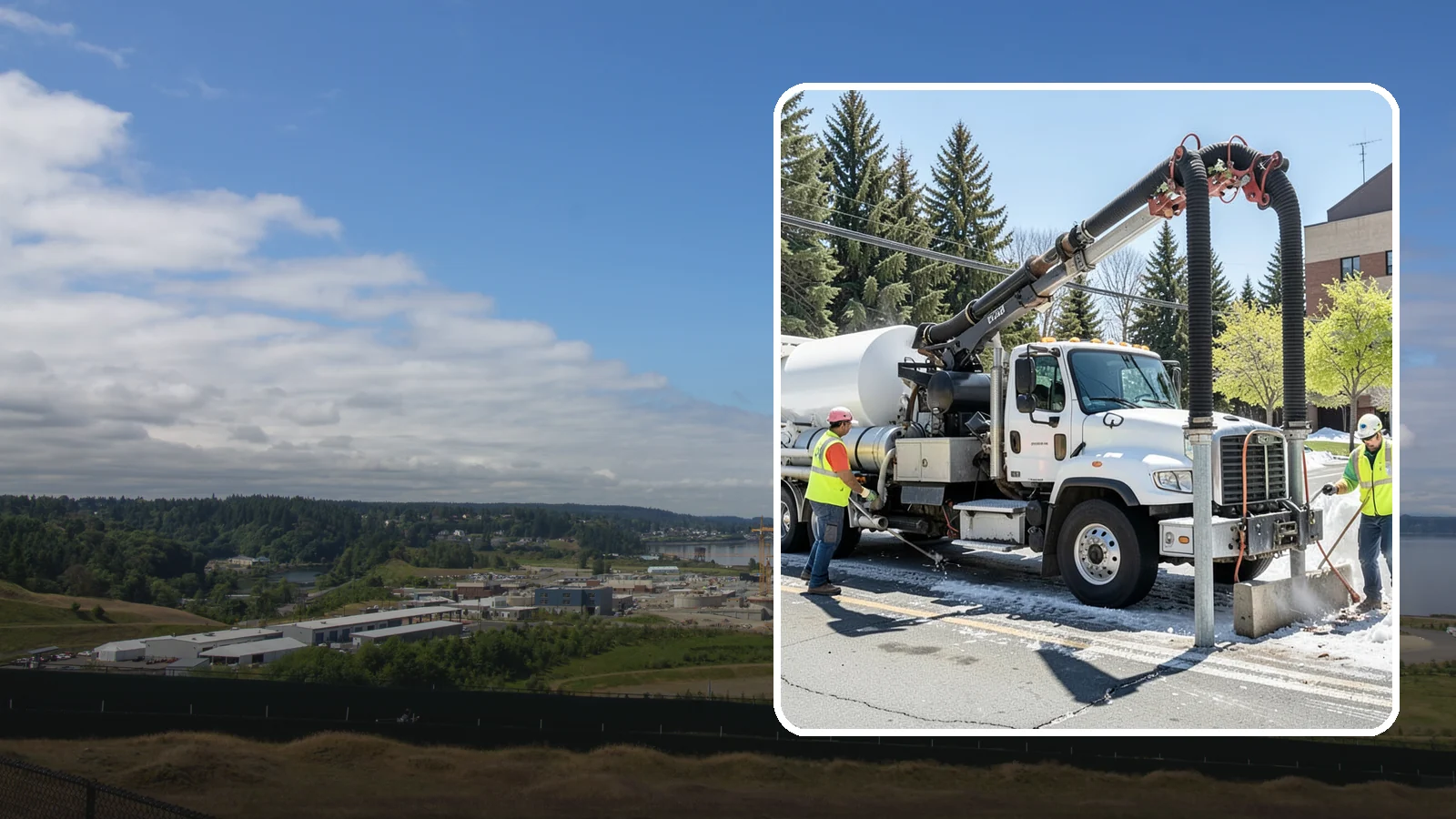 Vactor Truck Services in University Place, Pierce County, WA - Hydro-excavation and vacuum truck work for catch basins, vaults, and underground utilities.