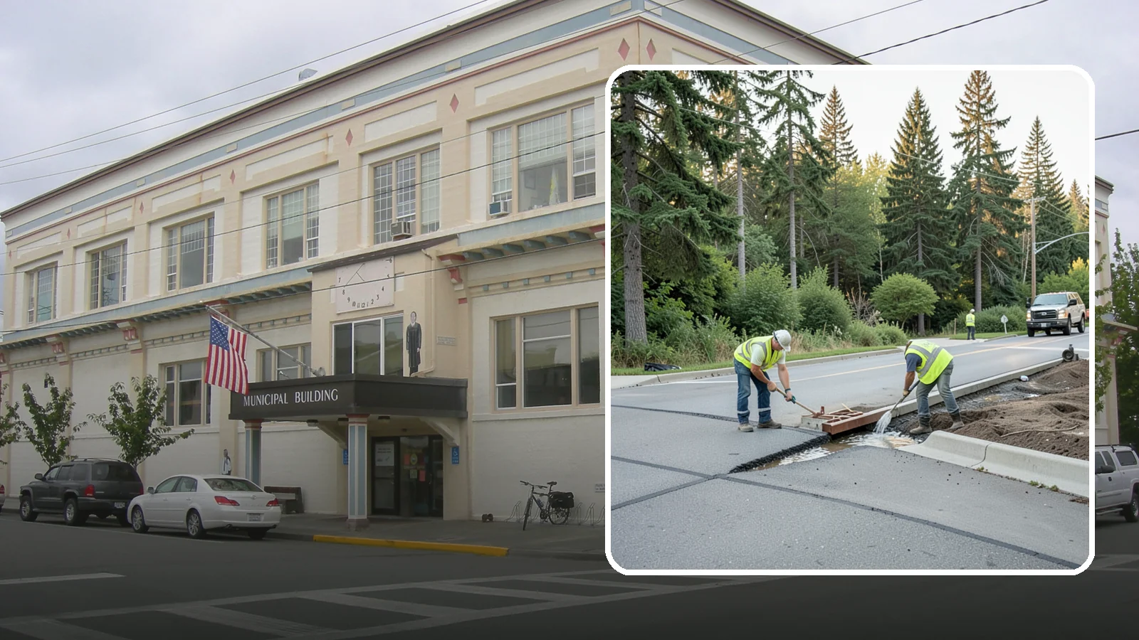 Valley Gutter Construction in Anacortes, Skagit County, WA - Concrete valley gutters that channel surface runoff across intersections and parking areas.