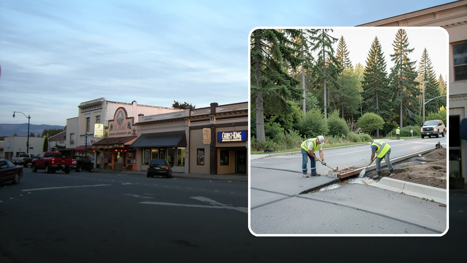 Valley Gutter Construction in Burlington, Skagit County, WA - Concrete valley gutters that channel surface runoff across intersections and parking areas.
