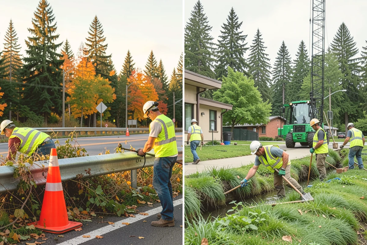 Valley Gutter Construction in Eatonville, Pierce County, WA - Shoot flow-line elevations and confirm drainage direction