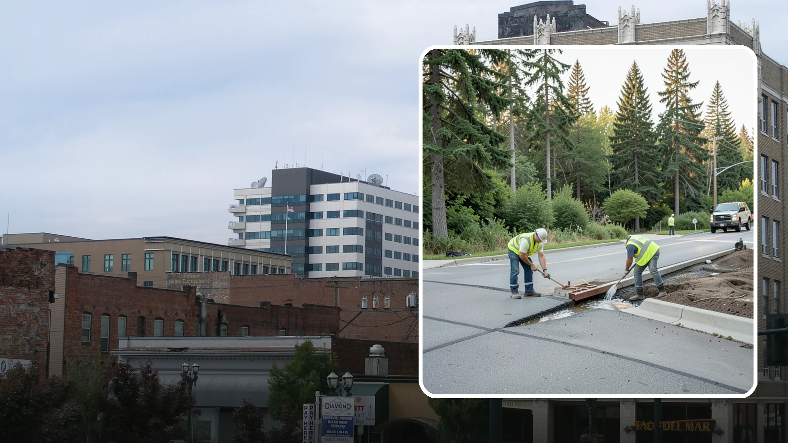 Valley Gutter Construction in Everett, Snohomish County, WA - Concrete valley gutters that channel surface runoff across intersections and parking areas.