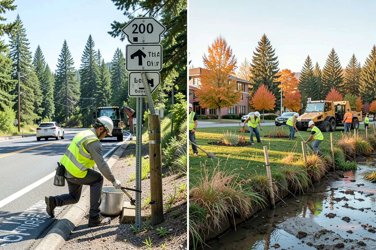 Valley Gutter Construction in Everett, Snohomish County, WA - Shoot flow-line elevations and confirm drainage direction